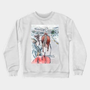 Mackinac Island Carriage Ride Watercolor Crewneck Sweatshirt